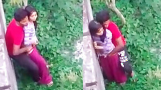 Desi college couple enjoying outdoor action for the cam