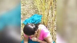 Slutty Telegu swallows her client's cock in the open air.