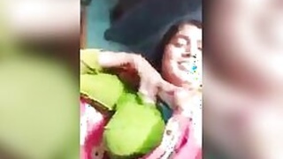 Lusty wife Dehati shows off her naked muff in a live clip call