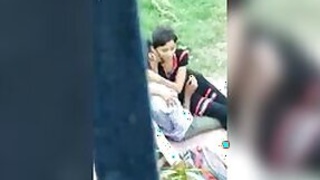 Caught lecherous college student sucking and fucking outdoors with boyfriend, MMS desi randy sex
