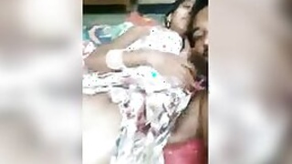 Naked Desi girl sucking nipple and making out with her boyfriend