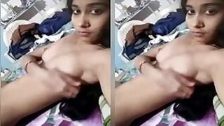 Sexy girl showing her tits and jerking off with her fingers