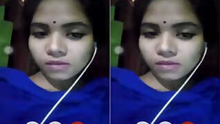 Horny Indian woman jerking off her tits On video call